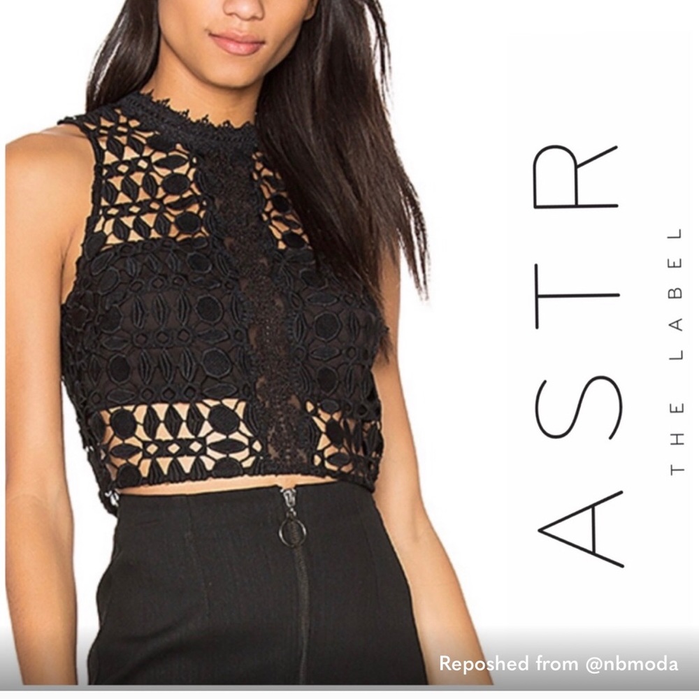 Black lace crop top